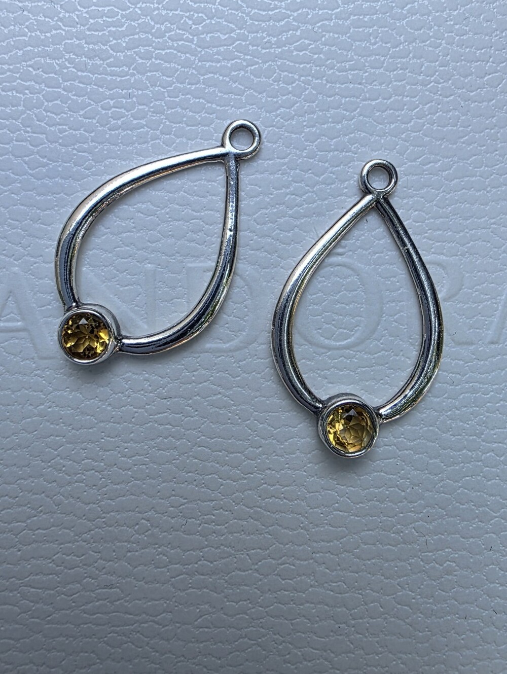 PANDORA Sterling Silver & Citrine "Drop" Compose Earring Charms — Style #290622C